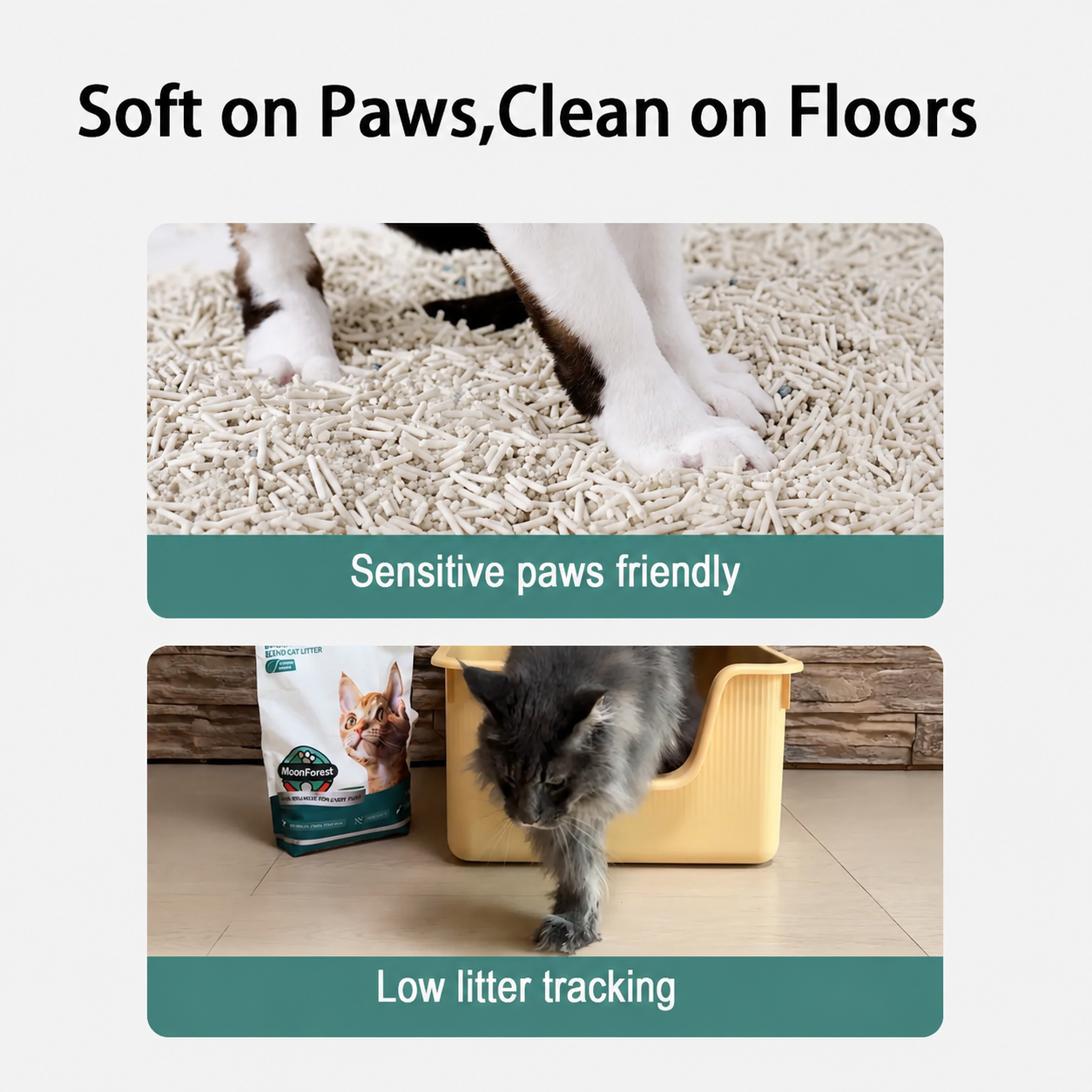 MoonForest Tofu & Tapioca Blend Cat Litter - Natural Plant-Based Ultra Low Dust & Odor Control - 3 pack, 16.5 lb