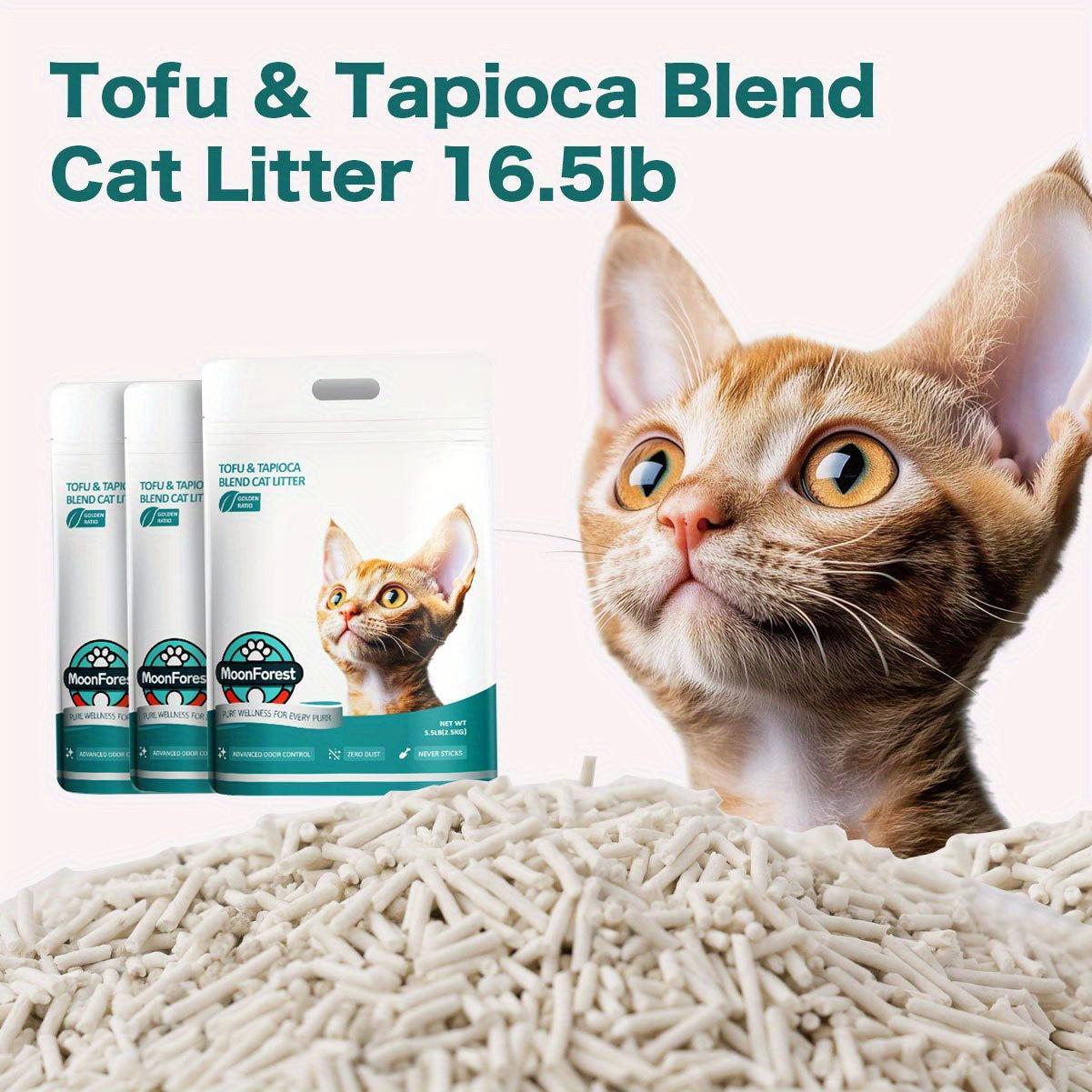 MoonForest Tofu & Tapioca Blend Cat Litter - Natural Plant-Based Ultra Low Dust & Odor Control - 3 pack, 16.5 lb